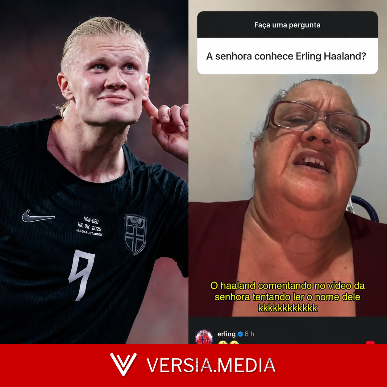 Haaland comenta e ri de brasileira tentando ler o nome dele em vídeo; veja