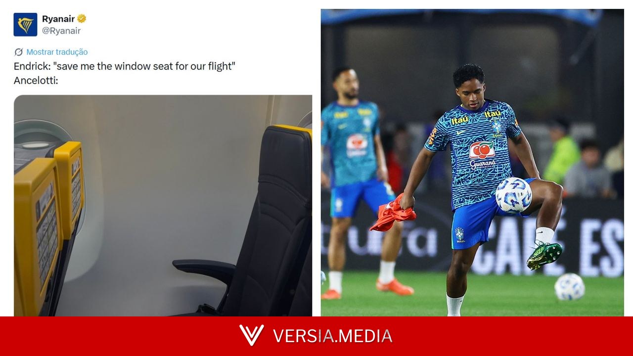 Companhia aérea entra na brincadeira e publica meme sobre Endrick e Ancelotti
