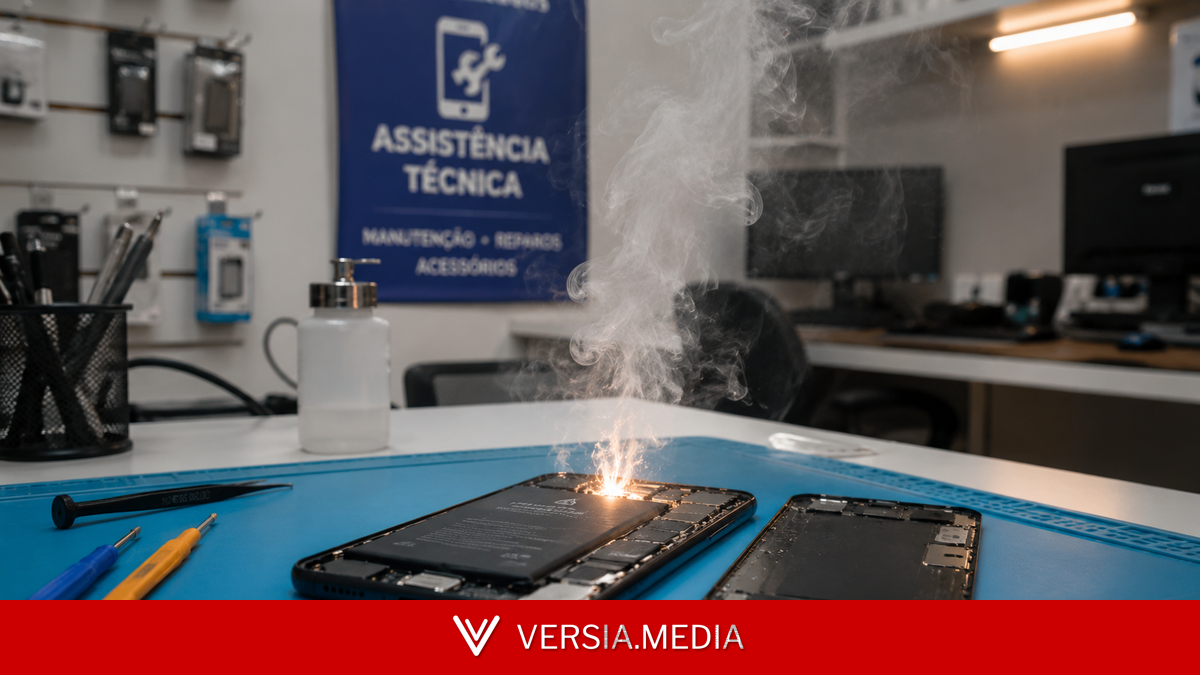Celular danificado explode e deixa técnico ferido; veja vídeo